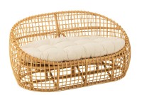 J-Line sofa Lise + cushion 2 Persons - rattan/textile - natural/white