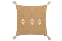 J-Line cushion Triangles + Tassels - cotton - natural/white