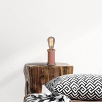 Table lamp max. 12cm high, decorative table lamp made of metal and plastic and textile material in orange-white, E27 version, table lamp for dining room, kitchen, children's room, hallway