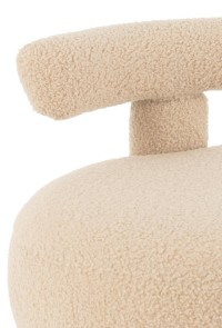 J-Line Stool Round With Backrest Bouclé Warm Beige