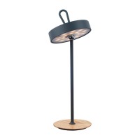 LED battery table lamp magnetic for outside and inside, made of metal and plastic in gray, 36 cm high