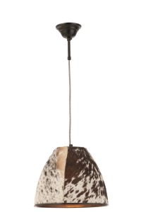 J-Line Hanging Lamp Cow Fur/Metal Black/White