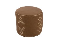 J-Line pouffe Cylinder Ethnic Patterns - cotton - brown