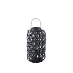 Mayita Black Round Bamboo Lantern With Glass S