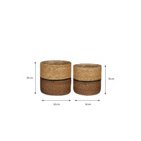 Damian Plantenmand - Set van 2 - H20 x Ø20 cm - Zeegras - Bruin