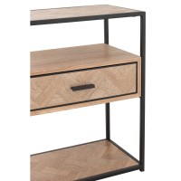 J-Line bijzettafel Zigzag 1 Lade - hout/metaal - naturel/zwart