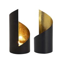 Candle holder set 2-piece tea light holder Kevin cylindrical black matt gold-plated inside