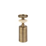Nikolaos Brass Candleholder Travertine Round M