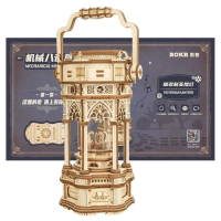 Music Box Wood DIY 3D Puzzle Victorian Lantern, Robotime, AMK61, 14x11.5x30cm