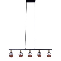 5 hanglamp "Corbis", echtelijke lamp gemaakt van zwart in zwart, met goud en rotan, met E14 -aansluiting, voor eetkamer, woonkamer, gang of kantoor, 100 cm lang