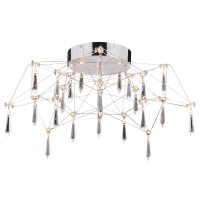 LED ceiling light "Araneus" made of metal and glass in chrome, Ø 55 cm, with firmly built -in LEDs, lighting for living room, dining room, hallway or office