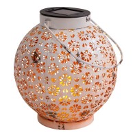 2 Set LED decoration solar light Ø 18 cm outside decoration made of metal in white with integrated LEDs