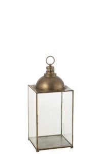 J-Line lantern Hagrid - glass/iron - bronze - medium