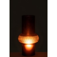 J-Line vaas Streep Bal - glas - bruin - small - 35 cm hoog