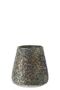 J-Line lantern Glitter - glass - donker green - small