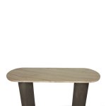 Liora Brown Mango Wood Side Table Marble Top Oval