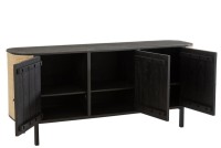 J-Line Molly Rattan cabinet - 3 doors - wood - black
