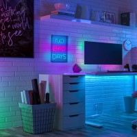 LED font light "No Bad Days" decoration for inside 30 x 18 cm, in blue and magenta-red