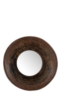 J-line mirror Round Bowl shape - recycled - wood - brown