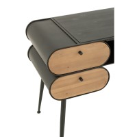J-Line Bureau Wood And Metal Desk Dennenhout Zwart/Lichtbeige
