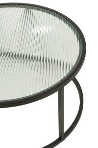 J -Line Coffee Table Round - Metal/Glass - Black