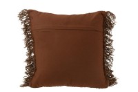 J-Line Cushion Woven+Fringes Viscose/Cotton Brown