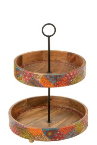 J-Line Tray 2 Levels Delhi Mango Wood Mix