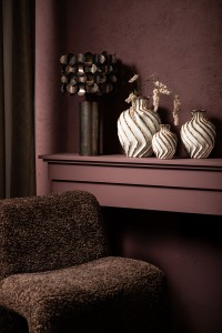 Marel White Round Ceramic Vase Swirl Lines L