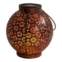 2 Set LED decoration solar light Ø 18 cm outside decoration made of metal in bronze with integrated LEDs