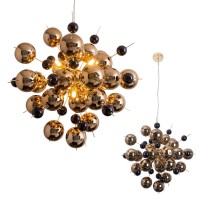 Pendant lamp "explosion" of metal and glass, G9 versions, hanging lamp for dining room, living room, hallway or office, Øca. 65 cm