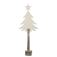 J-Line Kerstboom + Ster Ijzer/Paulowniahout Gebroken Wit Large