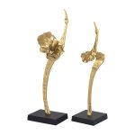 Yobie Gold Casted Alu Swan Statue Black Base L
