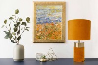Tischleuchte "BORDO" 32cm hoch aus Metall und Velours in Gold und Braun, mit E14-Fassung, Lampe für Esszimmer, Wohnzimmer, Diele oder Büro