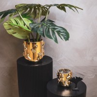 Pot - Dick - Keramiek - Goud -11x11x11,5cm