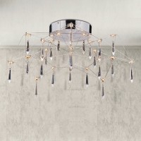 LED ceiling light "Araneus" made of metal and glass in chrome, Ø 55 cm, with firmly built -in LEDs, lighting for living room, dining room, hallway or office