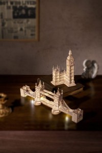 3D Wooden Puzzle, Tower Bridge incl. lighting, Robotime, TG412, 36x7.5x11.1cm