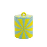Deco Jar -Swirl - Dolomite - Geel/Mint - 11x11x14,5cm