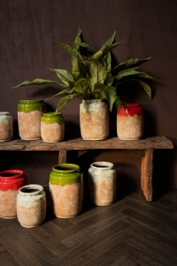 Breffni Green Round Terra Pot Glazed Top L