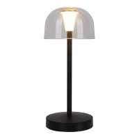 2 Set LED battery table light "Gomba" for outside and inside, made of metal and plastic in black, 18.5 cm high