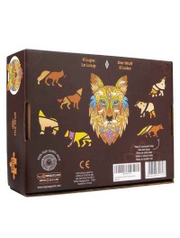 Logic Giochi Mandala Wooden Jigsaw Puzzle Wolf, 26.2x40 cm