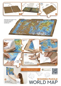 Wooden Jigsaw Puzzle World Map in color, Eco Wood Art, 3038, 55x39x0.5cm