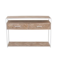 J-Line Console Zigzag 2 Lades Hout/Metaal Naturel/Wit