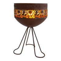 LED decorative solar light with a stand, 34.5 cm high for outside, made of rust-colored metal and plastic, firmly installed LEDs