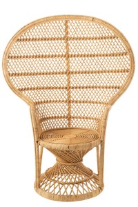 J-Line Pauw Rattan chair with cushion - jute - natural