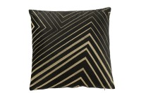 J-Line Cushion Grooves Pyramids Velours Black/Gold