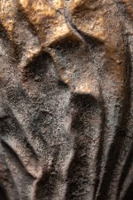 Vakas Grey Cement Oval Wavy Vase W Gold Border L