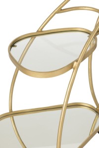 J-Line Service Cart Triangular Metal/Mirror Gold