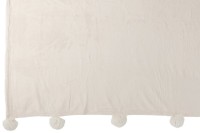 J-Line Plaid Pompom - polyester - creme - 170 x 130 cm