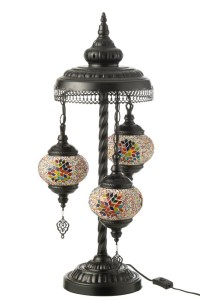 J-Line Lamp Mosaic 3 Light Bulbs Glass/Metal Orange