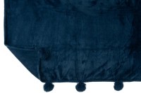 J-Line Plaid Pompom - polyester - blue - 170 x 130 cm